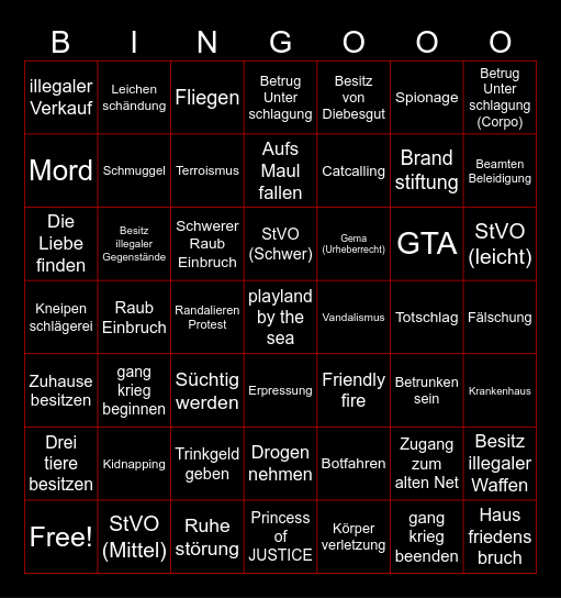 Attas Awsome Bingo Card