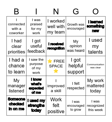GALLUP ENGAGEMENT BINGO Card
