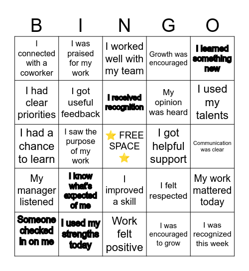 GALLUP ENGAGEMENT BINGO Card