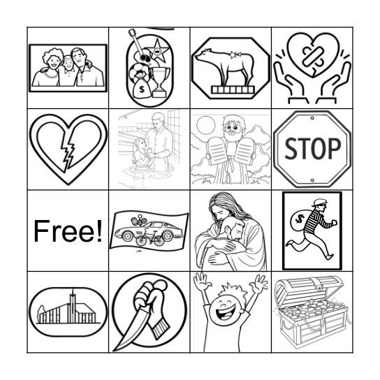 Ten Commandments Bingo Card