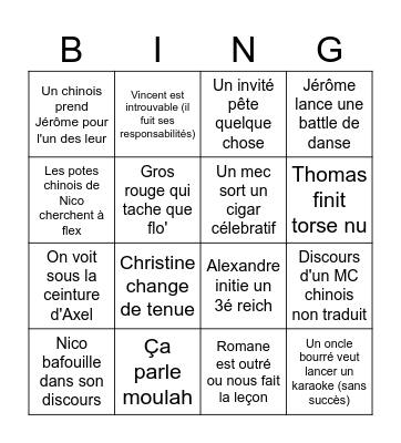 Bingo NW Bingo Card