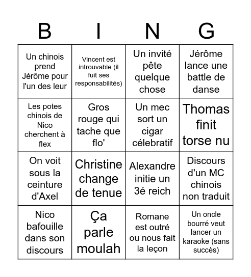 Bingo NW Bingo Card