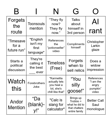 Custom BlueSR 100% BINGO Card