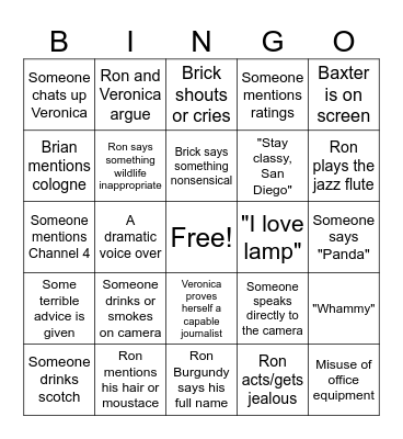 Anchorman Bingo Card