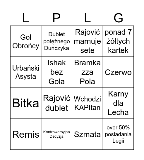 Legia BINGO Card
