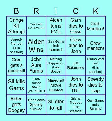 Last BrickLife Session Bingo Card