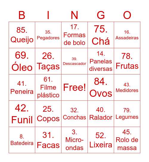 Bingo da Cecília Bingo Card