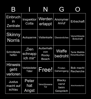 Die Drei Fragezeichen Bingo Card