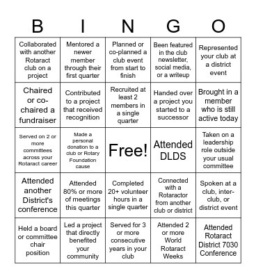 Rotaract Bingo - EN Bingo Card