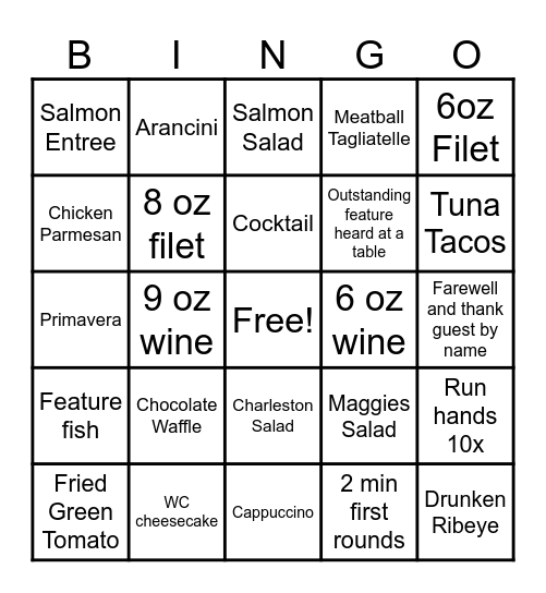 Sunday Funday Bingo Card