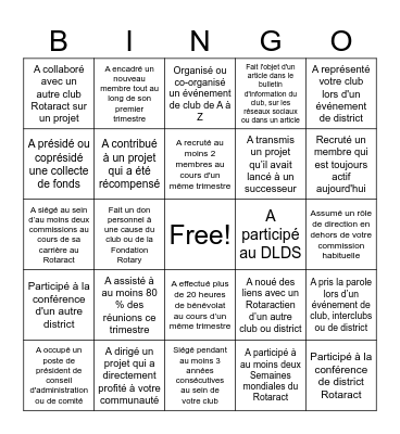 Rotaract Bingo - FR Bingo Card