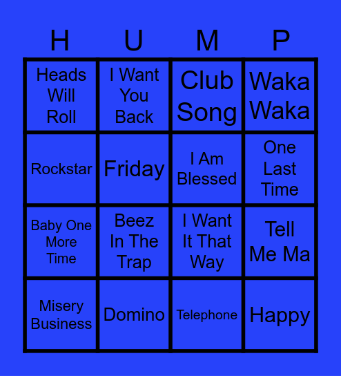 Hump Day Hits 2 (Round 1) Bingo Card