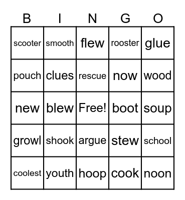 PHONICS Bingo Card