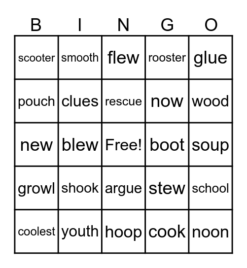 PHONICS Bingo Card
