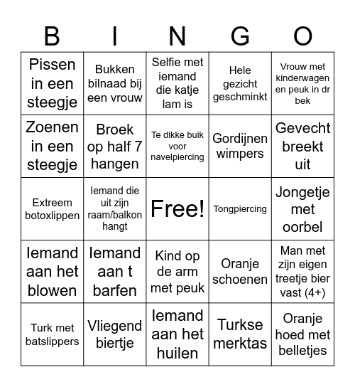 Koningsdag Bingo Card