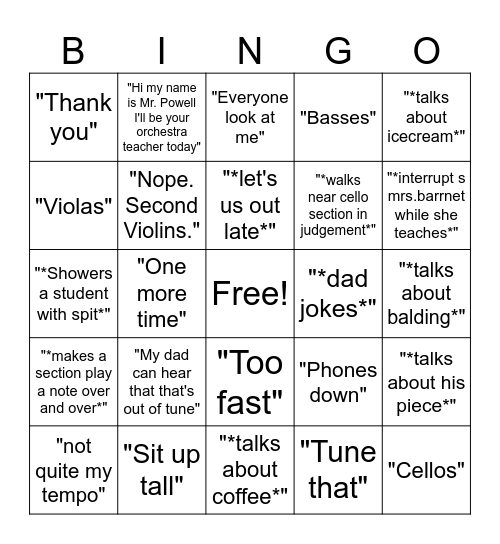Mr.powell Bingo Card