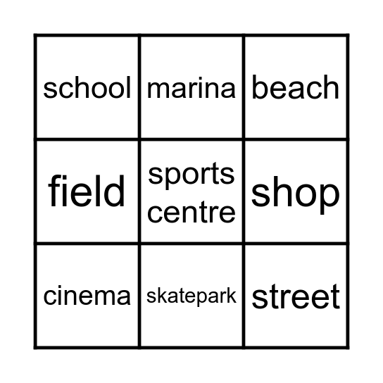 places in the neighbourhood Bingo Card