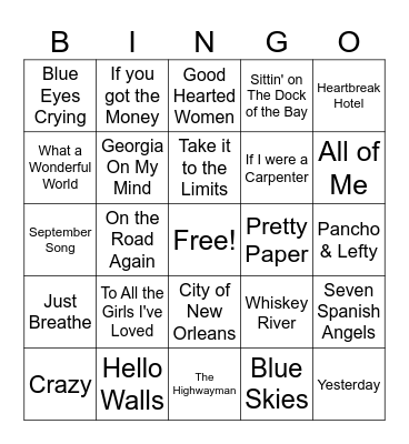 Willie Bingo Card