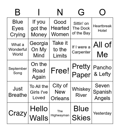 Willie Bingo Card