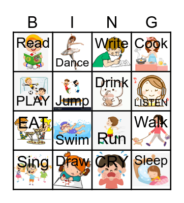 Action verbs! Bingo Card