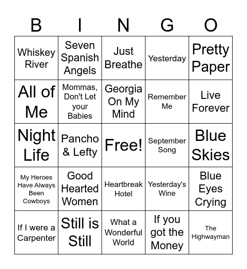 Willie Bingo Card