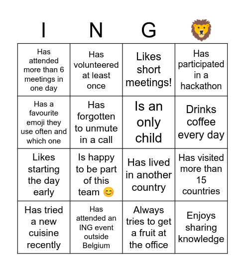 Human B -ING- o Bingo Card