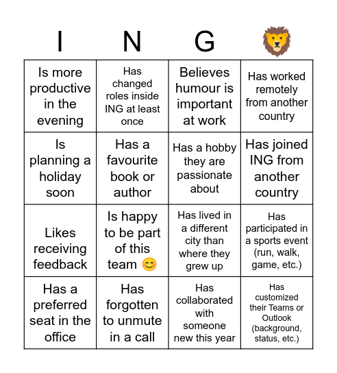 Human B-ING-O Bingo Card
