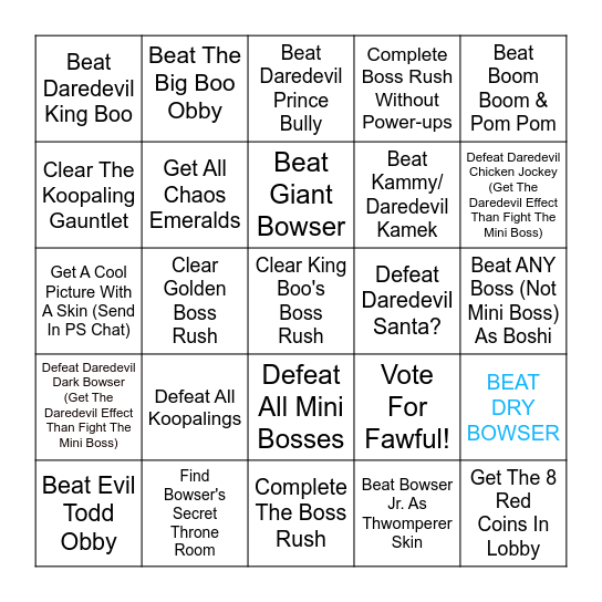 Jack Black's Boss Rush (No Tutorials Allowed) Bingo Card