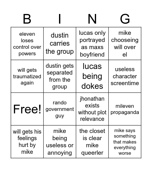 stranger things tales from '85 bullshit Bingo Card