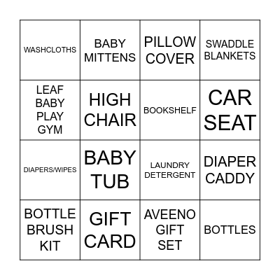 Registry Bingo Card