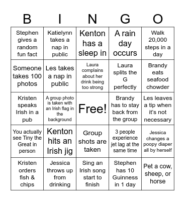 Ireland Bingo Card