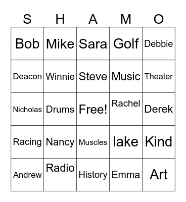 Family Bingo Card