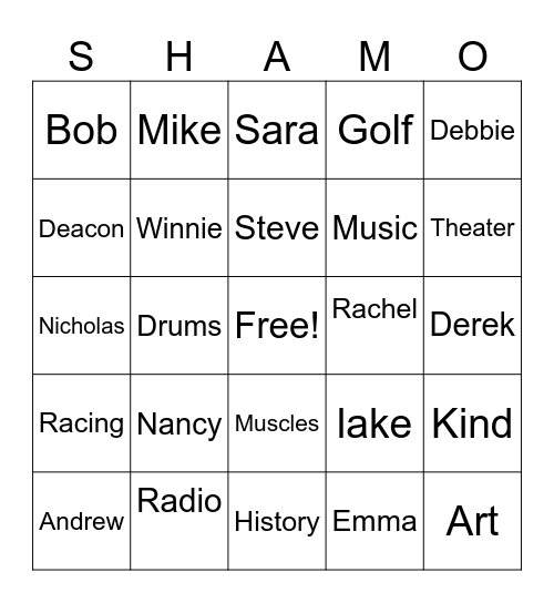 Family Bingo Card