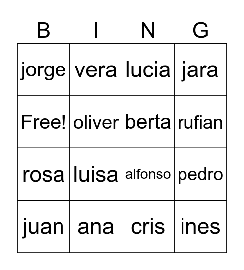 Bingo musical Bingo Card