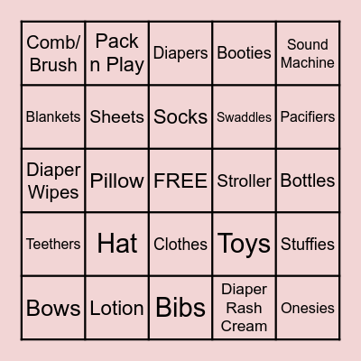Baby Shower Bingo Card