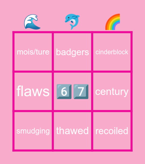 67 sigma Bingo Card