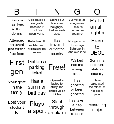 AMA Spring Banquet Bingo Card
