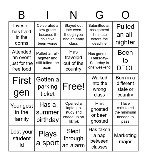 AMA Spring Banquet Bingo Card