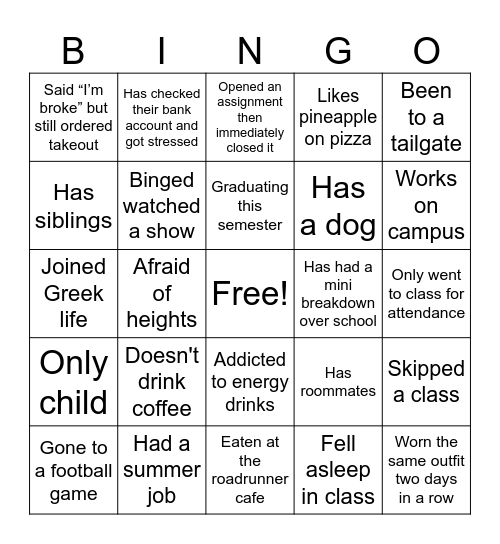 AMA Spring Banquet Bingo Card