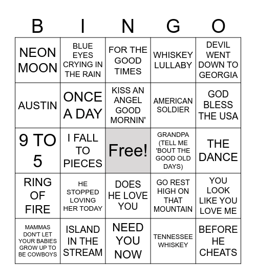 GRAND OLE OPRY #2 Bingo Card