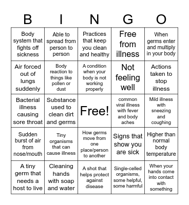 GERMS Bingo Card