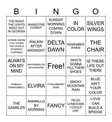 GRAND OLE OPRY #3 Bingo Card