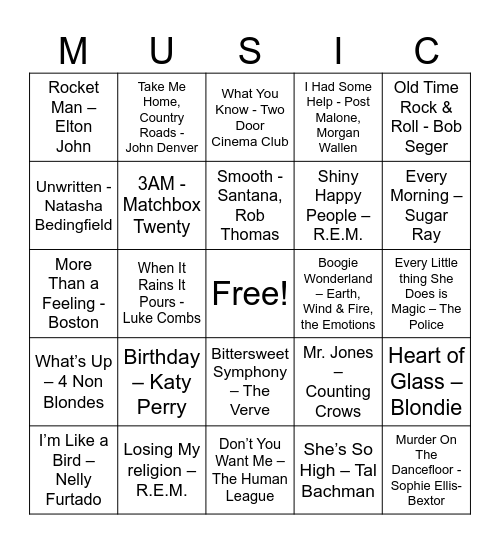 America's Birthday Bingo Card
