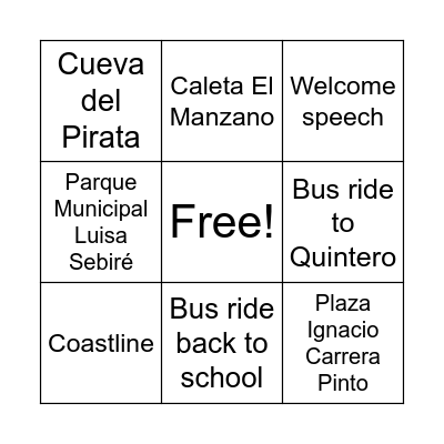 Quintero Bingo Card