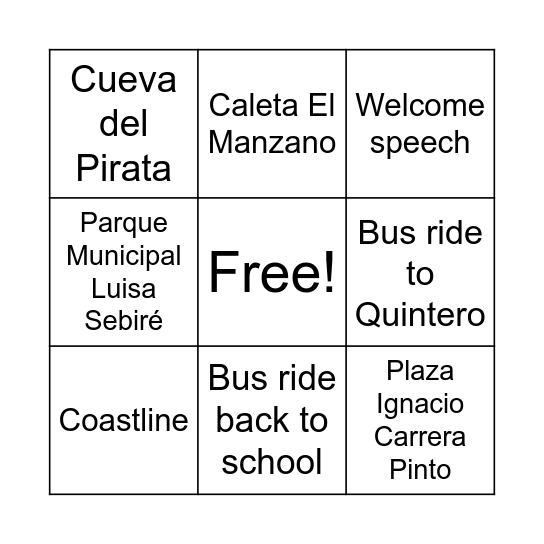 Quintero Bingo Card