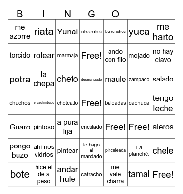 "HABLO ESPANOL" CANCION Bingo Card