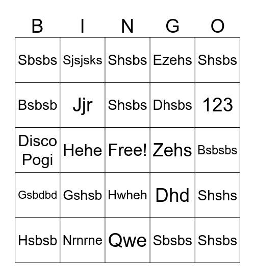 30 Bingo Card