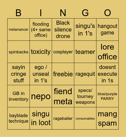 Archived bingo Card