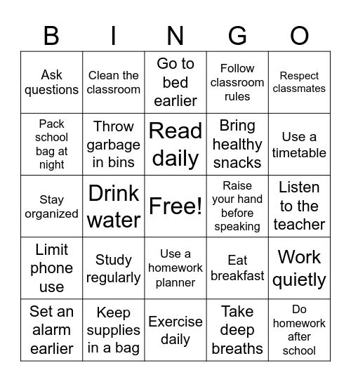 Problem and Solution Bingo Card