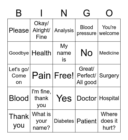 NAAMA Bingo! Bingo Card